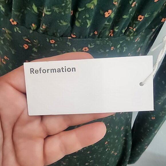 Reformation Anjeline Green Floral LS Bodycon Mini Dress - Picture 8 of 10